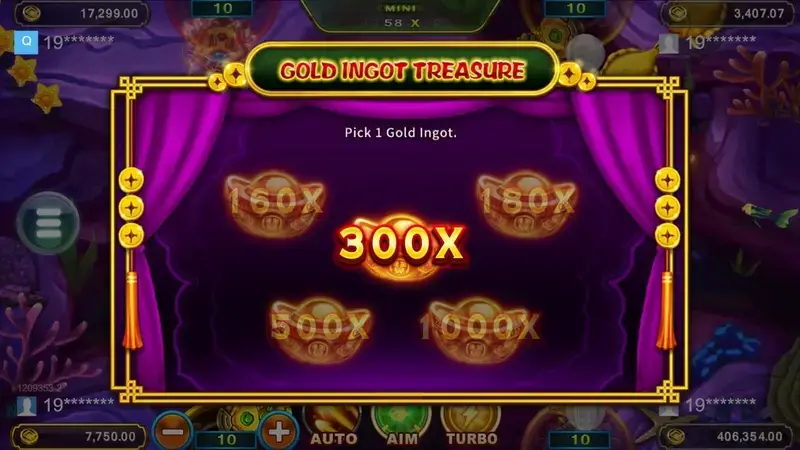 RSG皇家電子福蛙捕魚遊戲特殊獎勵GOLD INGOT TREASURE介面