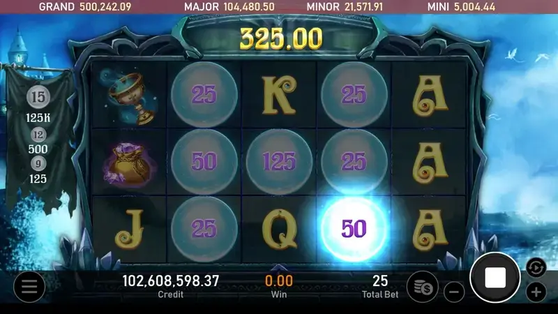 RSG皇家電子美杜莎老虎機一般遊戲模式盤面數值球加總機制畫面