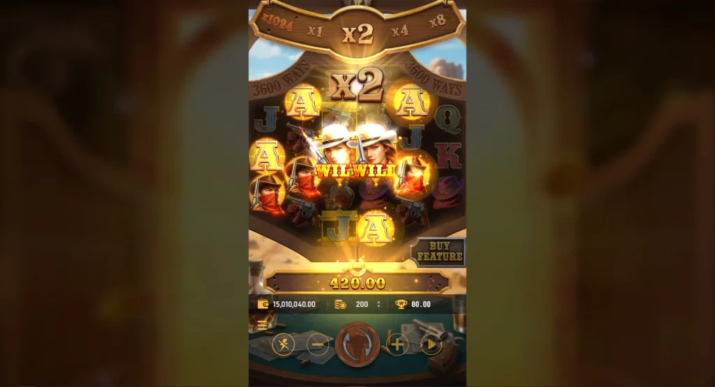 RSG皇家電子賞金獵人老虎機一般模式雙百搭WILD連消倍數翻倍畫面