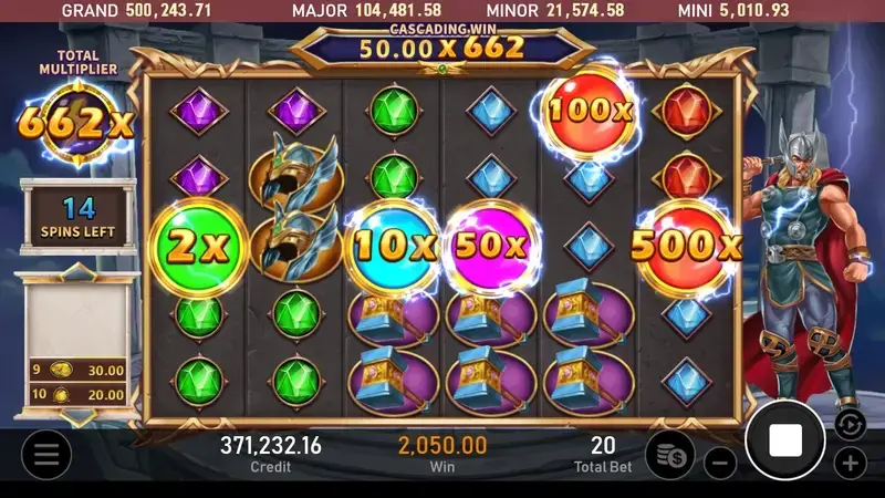 雷神之錘老虎機遊戲高倍率乘數符號與662x爆分實況