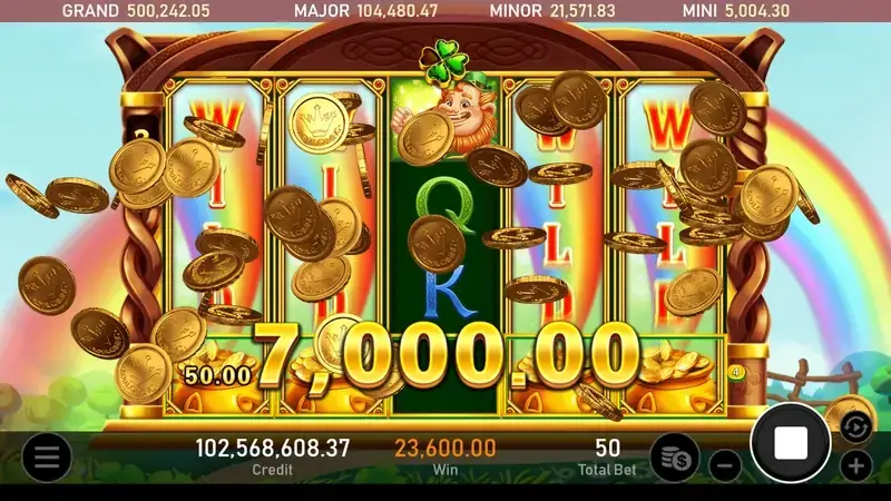 RSG皇家電子金色幸運草老虎機遊戲WILD百搭滿盤爆分大獎畫面