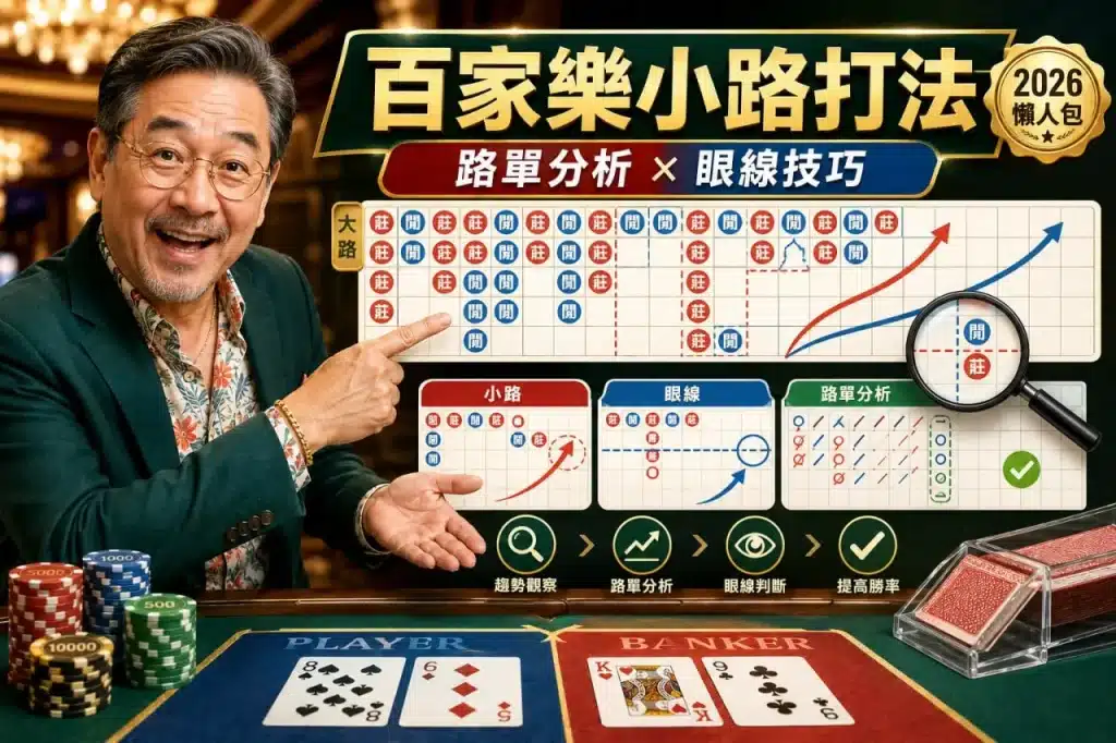 百家樂小路打法完整懶人包，搭配路單分析、眼線判讀與百家樂實戰技巧解說